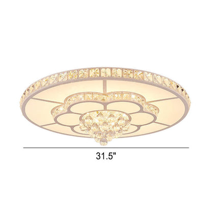 Modern Light Luxury Round Crystal LED Flush Mount Ceiling Light