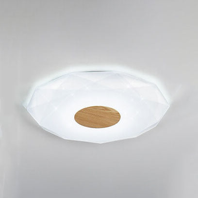 Nordic Solid Wood Acrylic Round 1-Light LED Flush Mount Ceiling Light