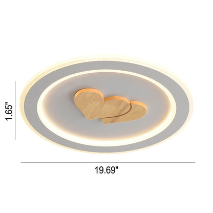 Modern Simple Solid Wood Pattern LED Flush Mount Light