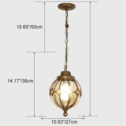 Traditional European Waterproof Aluminum Iron Glass Ball 1-Light Pendant Light For Outdoor Patio