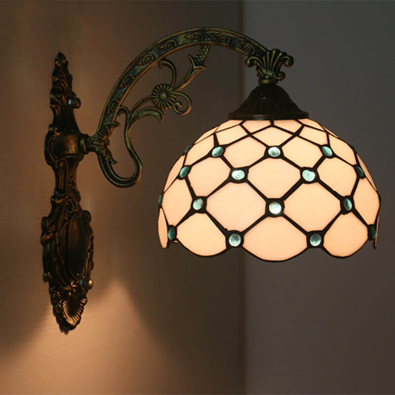 Tiffany European Half Round Glass 1-Light Wall Sconce Lamp