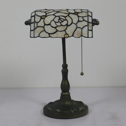 Vintage Tiffany Baroque Stained Glass 1-Light Zipper Switch Table Lamp