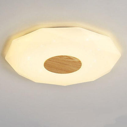 Nordic Solid Wood Acrylic Round 1-Light LED Flush Mount Ceiling Light