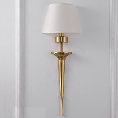 Luxury Fabric Shade Brass Base 1-Light Wall Sconce Lamp