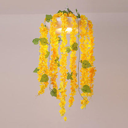レトロな黄色の花のシミュレーション植物1灯ペンダントライト