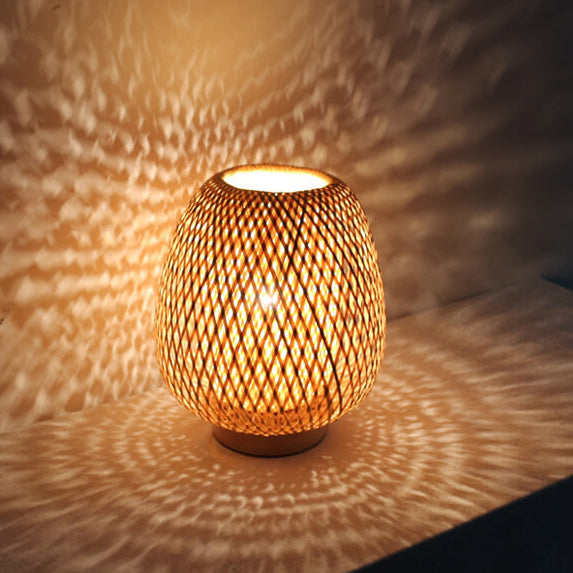 Modern Bamboo Weaving Round 1-Light Decorative Table Lamp