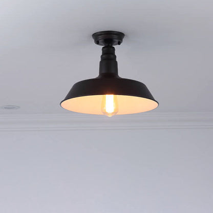 Industrial Retro Iron Barn 1-Light Semi-Flush Mount Ceiling Light