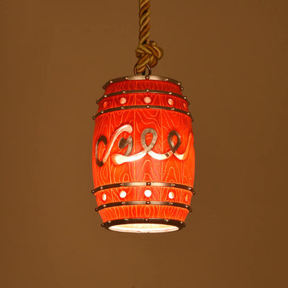 Vintage Wine Barrel Resin 1-Light Pendant Light