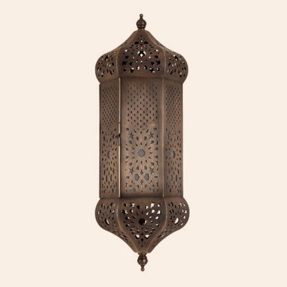 Retro Hollowed Column Copper Moroccan 1-Light Wall Sconce Lamp