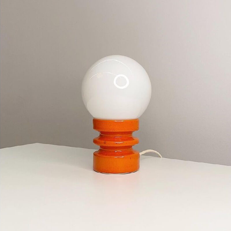 Vintage Orange Solid Glass 1-Light Table Lamp