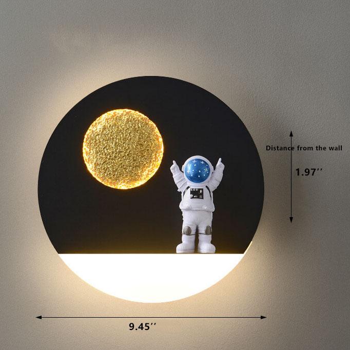 クリエイティブな宇宙飛行士樹脂アクリル1灯LED円形壁取り付け用燭台ランプ