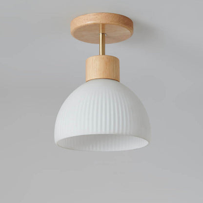 Nordic Glass Half Round 1-Light Semi-Flush Mount Ceiling Light