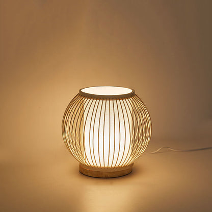 Modern Bamboo Weaving Globe 1-Light Table Lamp