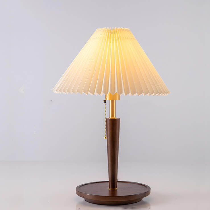 Retro Pleated Pull Cord Switch 1-Light Table Lamp
