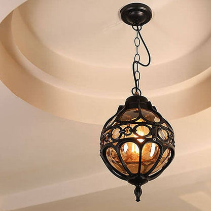 Retro Industrial Globe Shape 1-Light Outdoor Waterproof Pendant Light