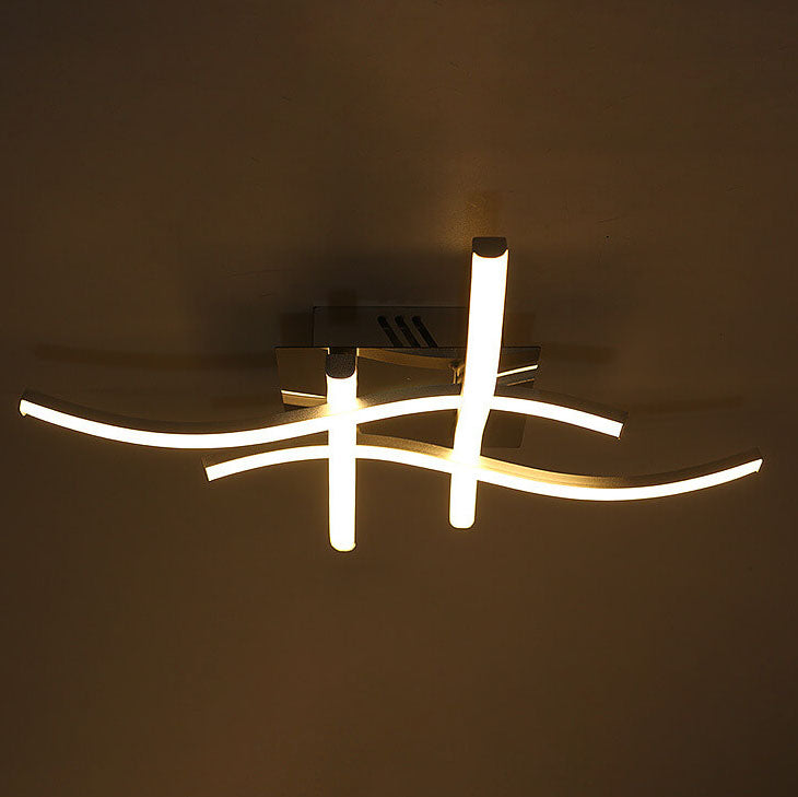 Minimalist Line Wave Aluminum LED Semi-Flush Mount Ceiling Light