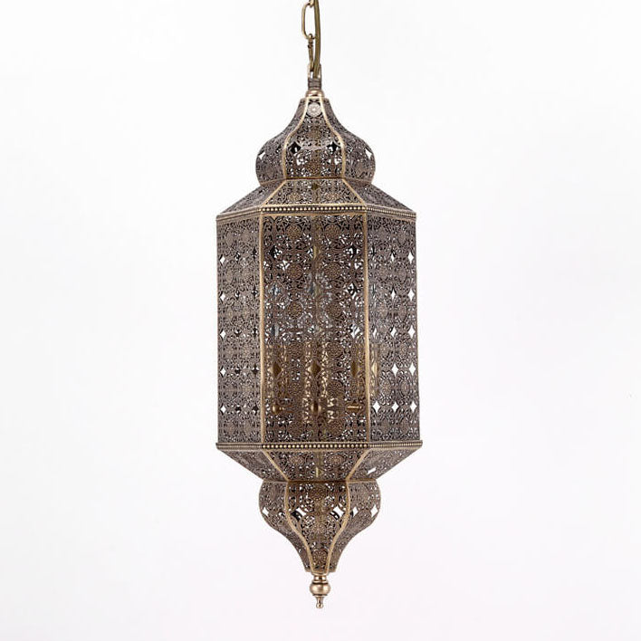 Vintage Exotic Cylindrical Hollow 3-Light Chandelier