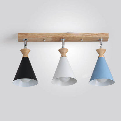 Macaron Cone Shade 3-Light Semi-Flush Mount Ceiling Light