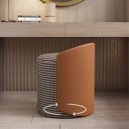 Modern Minimalist Cylindrical Fabric Tech Leather Iron Vanity Stool Backless Armless For Bedroom
