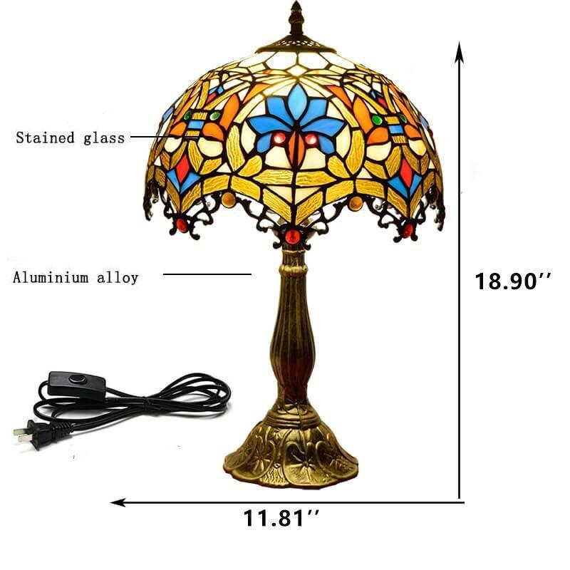 Tiffany Stained Glass European Flower 1-Light Table Lamp