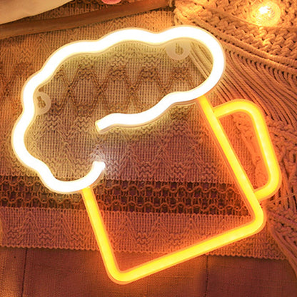 Creative Neon Beer Mug LED Battery/USB Decorative Light