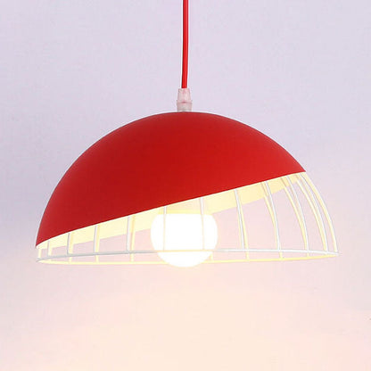 Nordic Macaron Aluminum 1-Light Wire Dome Cage Pendant Light