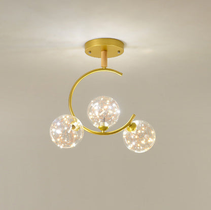 Nordic Creative Glass Ball Curve LED Semi-Flush Mount Ceiling Light