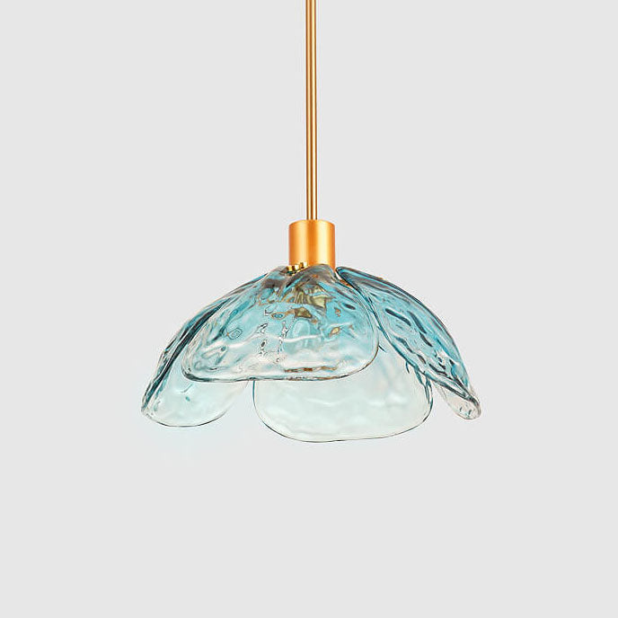 Modern Flower Petal Stained Glass 1-Light Pendant Light