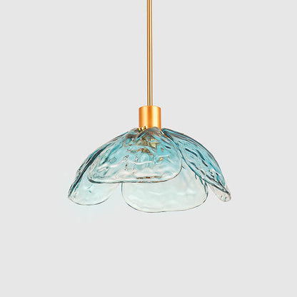 Modern Flower Petal Stained Glass 1-Light Pendant Light