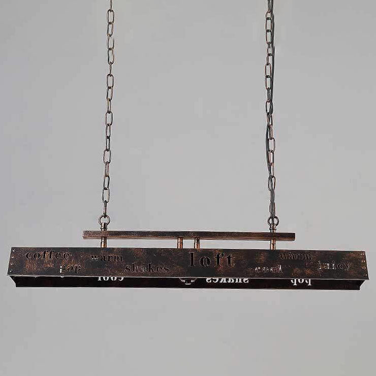 Industrial Vintage Iron Rectangular 2-Light Chandelier