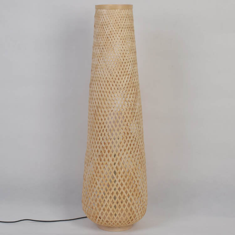 Modern Bamboo Weaving Column 1-Light LED Standing Floor Lamp