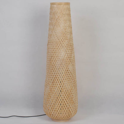 Modern Bamboo Weaving Column 1-Light LED Standing Floor Lamp