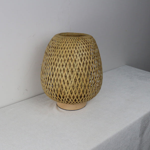 Modern Bamboo Weaving Round 1-Light Decorative Table Lamp