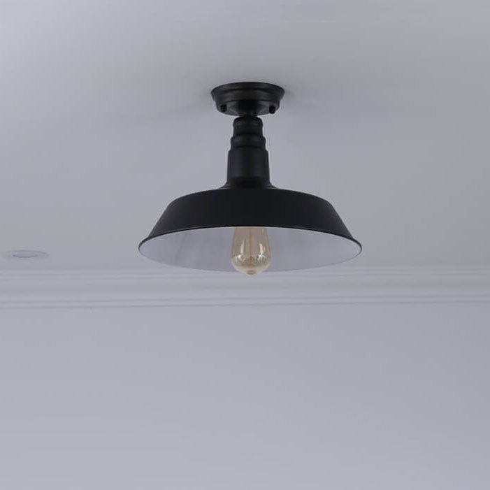 Industrial Retro Iron Barn 1-Light Semi-Flush Mount Ceiling Light