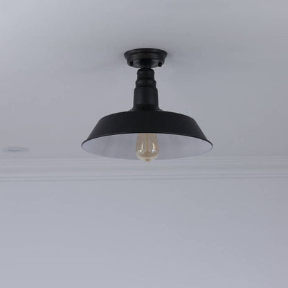 Industrial Retro Iron Barn 1-Light Semi-Flush Mount Ceiling Light