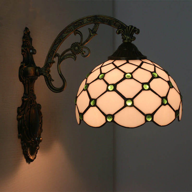 Tiffany European Half Round Glass 1-Light Wall Sconce Lamp