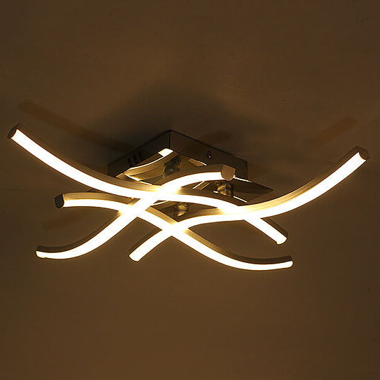 Minimalist Line Wave Aluminum LED Semi-Flush Mount Ceiling Light