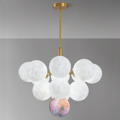 Nordic 3D Moon Planet 5/13 Light Chandelier