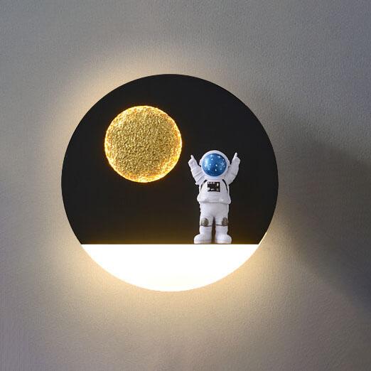 クリエイティブな宇宙飛行士樹脂アクリル1灯LED円形壁取り付け用燭台ランプ
