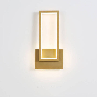 Modern Minimalist Gold Rectangular 1-Light LED Wall Sconce Lamp