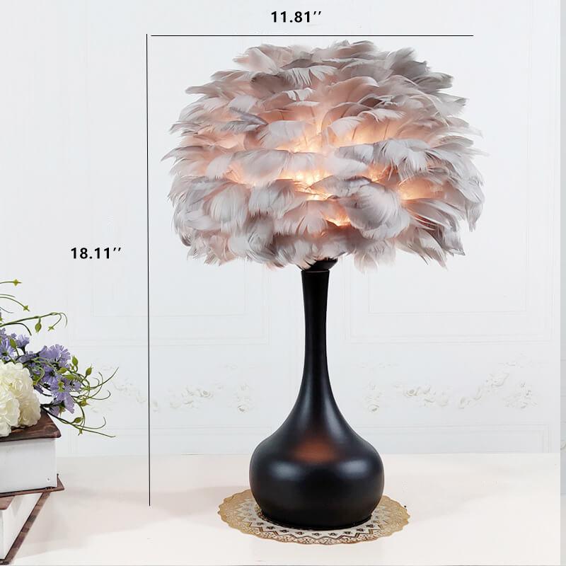 Modern Feather 1-Light Globe Teardrop Base Table Lamp