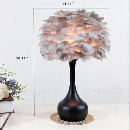 Modern Feather 1-Light Globe Teardrop Base Table Lamp
