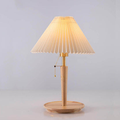 Retro Pleated Pull Cord Switch 1-Light Table Lamp