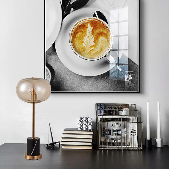 Modern Creative Glass Orb Marble Base 1-Light LED Table Lamp