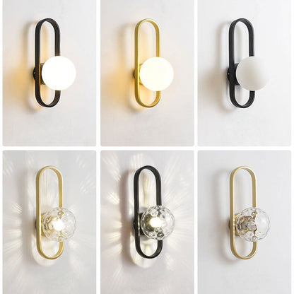 Modern Minimalist Oval Ring Iron Glass 1-Light Wall Sconce Lamp