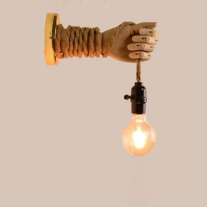 Industrial Woven Rope Hand -Shaped 1-Light Wall Sconce Lamp