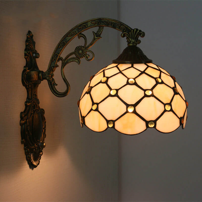 Tiffany European Half Round Glass 1-Light Wall Sconce Lamp