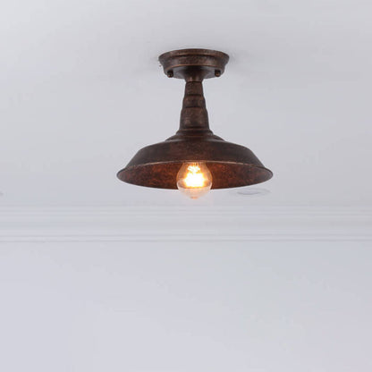Industrial Retro Iron Barn 1-Light Semi-Flush Mount Ceiling Light