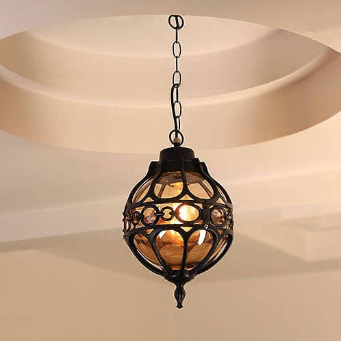 Retro Industrial Globe Shape 1-Light Outdoor Waterproof Pendant Light