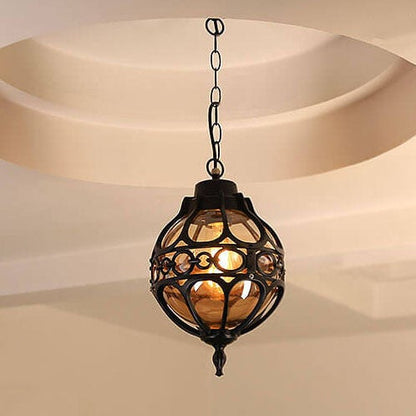 Retro Industrial Globe Shape 1-Light Outdoor Waterproof Pendant Light